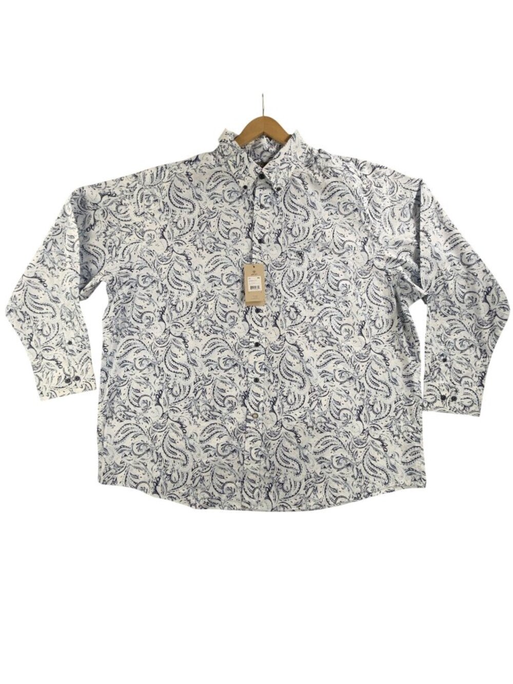 Ariat Shirt Mens 3XL Blue Paisley Button Up Long Sleeve Bronson Western New